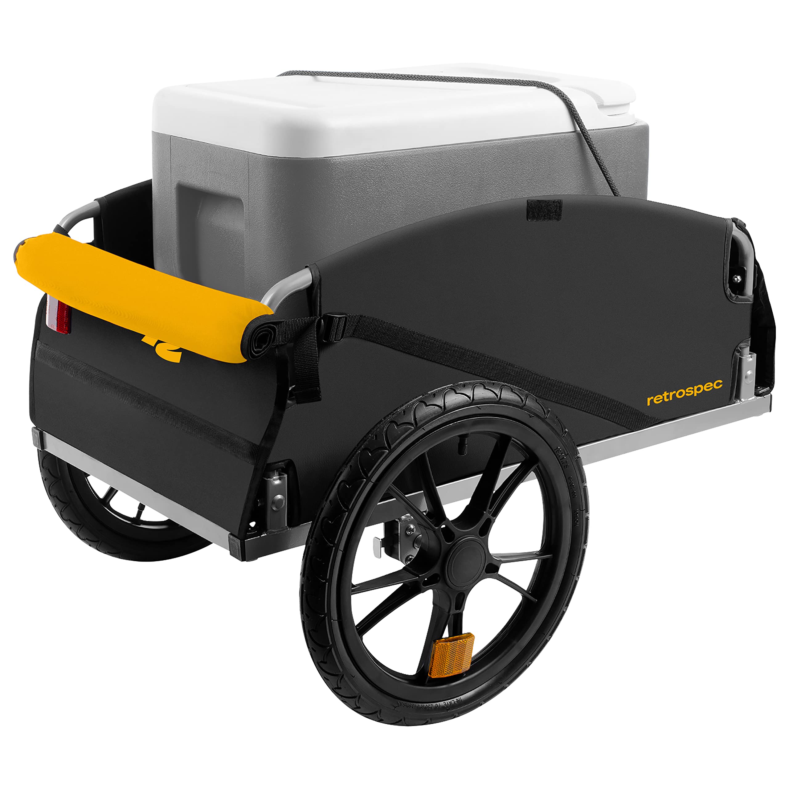 Retrospec Rover Hauler Bike Cargo Trailer - Foldable Frame with Weather-Resistant Fabric & 80lb Capacity - Universal Bike Trailer for 20-29in Wheels - Includes Safety Flag & D-Ring Anchors
