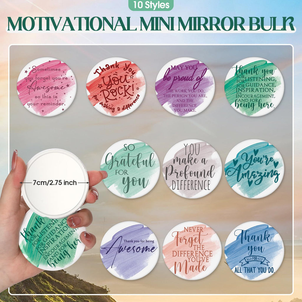Vercraft 20 Pcs Employee Appreciation Gift for Women Inspirational Canvas Makeup Bag Portable Compact Mirror Bulk Cosmetic Bag Thank You Party Favor for Women Coworker Nurse (Bohemian,Boho)