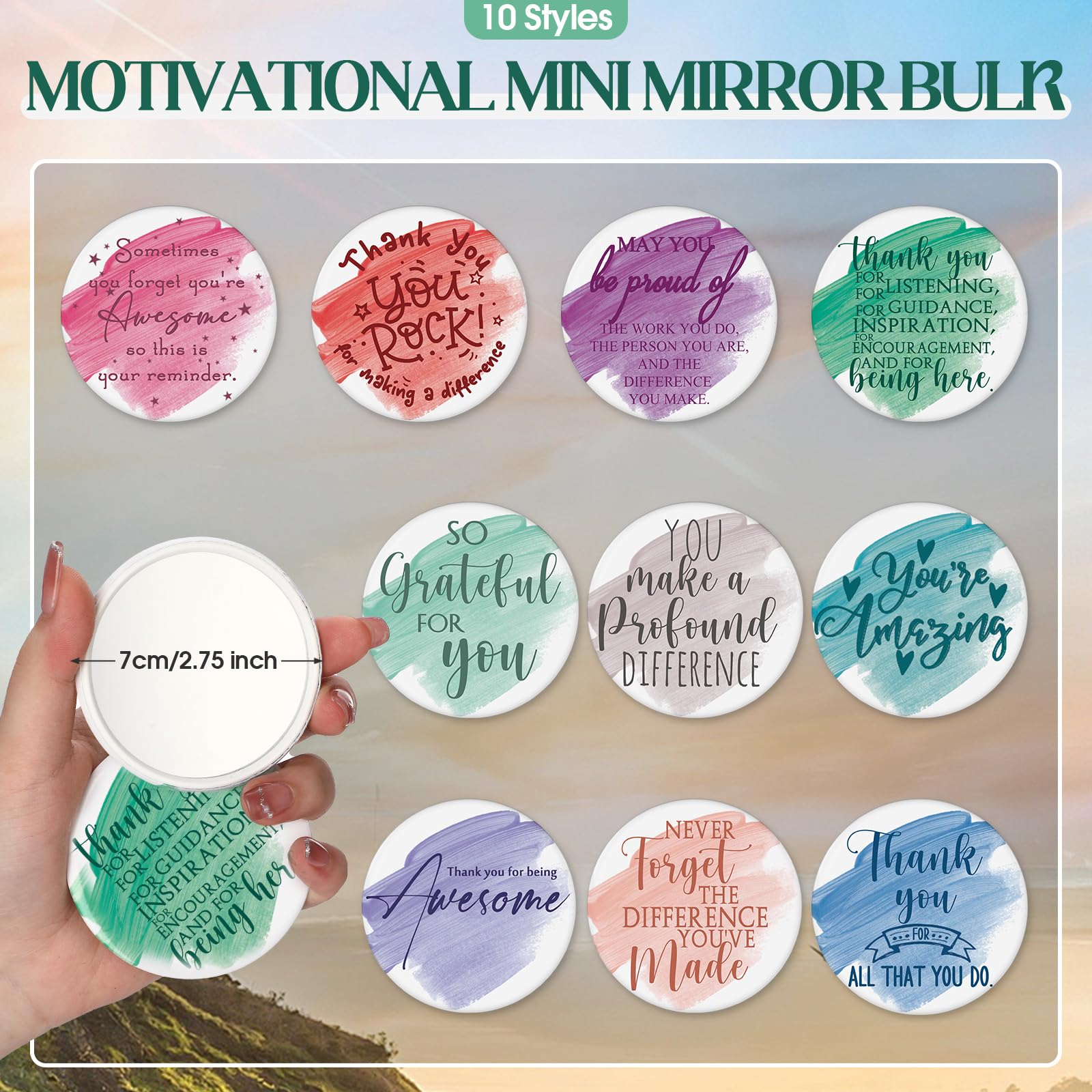 Vercraft 20 Pcs Employee Appreciation Gift for Women Inspirational Canvas Makeup Bag Portable Compact Mirror Bulk Cosmetic Bag Thank You Party Favor for Women Coworker Nurse (Bohemian,Boho)