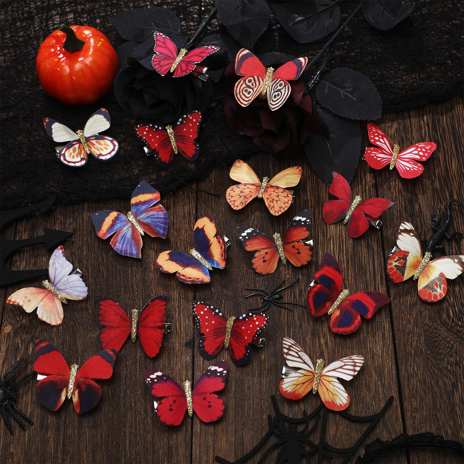 Boao 18 Pieces Glitter Butterfly Hair Clips for Girls Teens Women Hair Accessories (Bright Style)