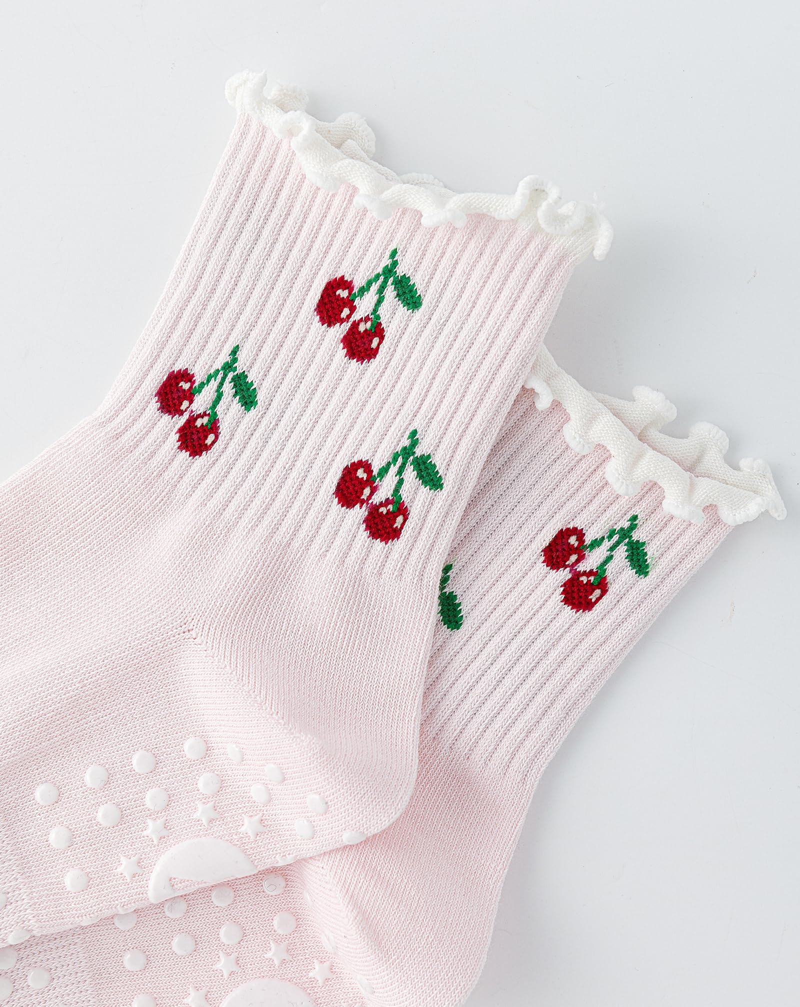 Yawlsow Pilates Grip Socks for Women Yoga Grippy Socks Cute Barre Non Skid Athletic Crew Sticky Sock Workout Hospital