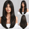 HAIRCUBE Auburn Wigs for Women,Long Layered Orange Wigs with Bangs Heat Resistant Synthetic Fibre Wigs(pelucas de cabello natural)