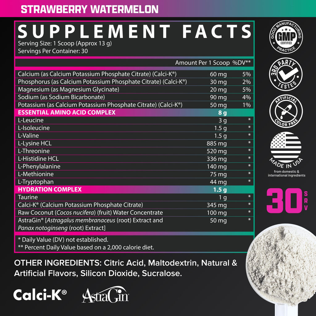 Nutrex Research EAA Hydration | EAAs + BCAAs Powder | Muscle Recovery, Strength, Muscle Building, Endurance | 8G Essential Amino Acids + Electrolytes | Apple Pear 30 Servings