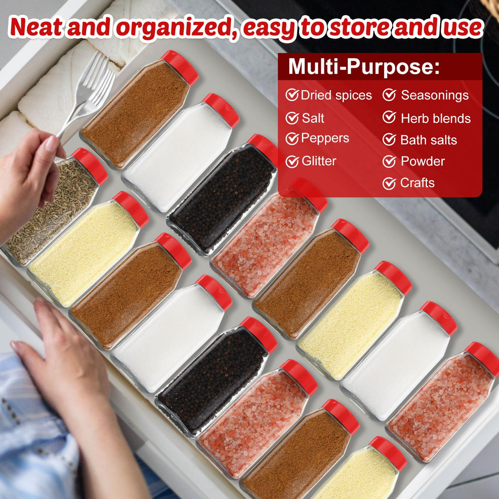 Mifoci 28 Pack 16 oz Plastic Spice Jars with Cap Square Plastic Bottle Containers with Shaker Lids and Stickers Large Seasoning Shaker Empty Powder Storage Container for Storing Salt Herbs (Black)