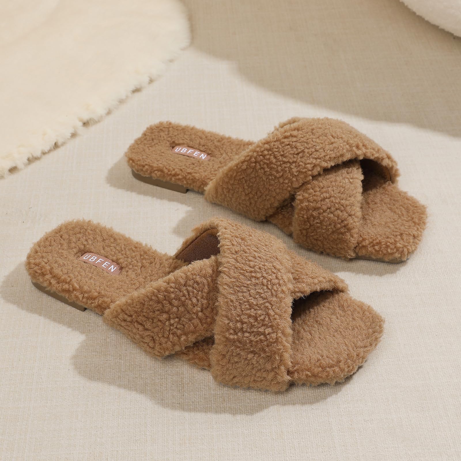 UBFEN Womens Mens Slippers Memory Foam Comfort Fuzzy Plush Lining Slip On House Shoes