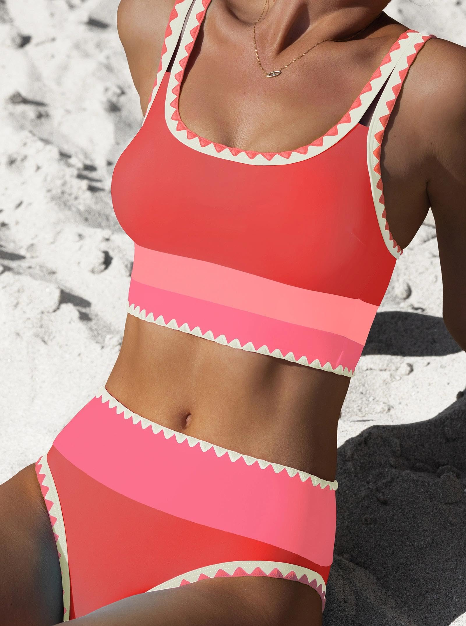 popvil High Waisted Bikini Sets for Women Tummy Control Swimsuits 3 Piece Bathing Suits Neon Swimwear with Skirt 2026