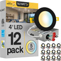 NUWATT 12 Pack, 4 Inch Recessed Lighting LED, Selectable CCT 2700K/3000K/3500K/4000K/5000K, 630LM, 9W, IC Rated, Dimmable, Canless Lights with Junction Box, ETL and Energy Star Certified, Black Trim