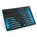 DURATECH Super-thin Open End Wrench Set, SAE(5/16" to 1-1/16") & Metric(5.5mm to 27mm), 16-Piece, Slim Spanner Wrench Set with EVA Tray Storage