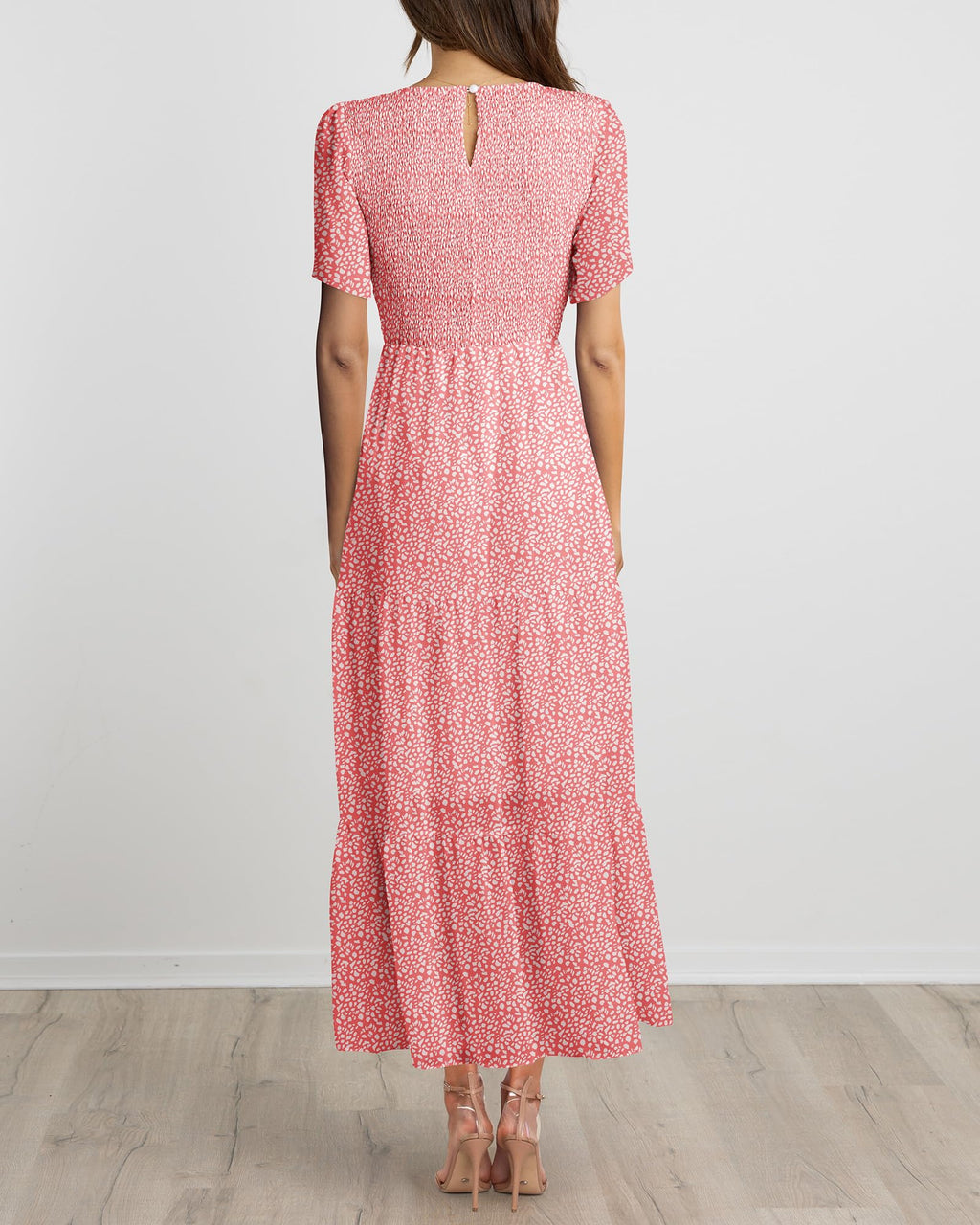 BTFBM Women Casual Short Sleeve Crew Neck Summer Dress Bohemian Floral Printed Flowy Maxi Dresses Tiered Cocktail Dress
