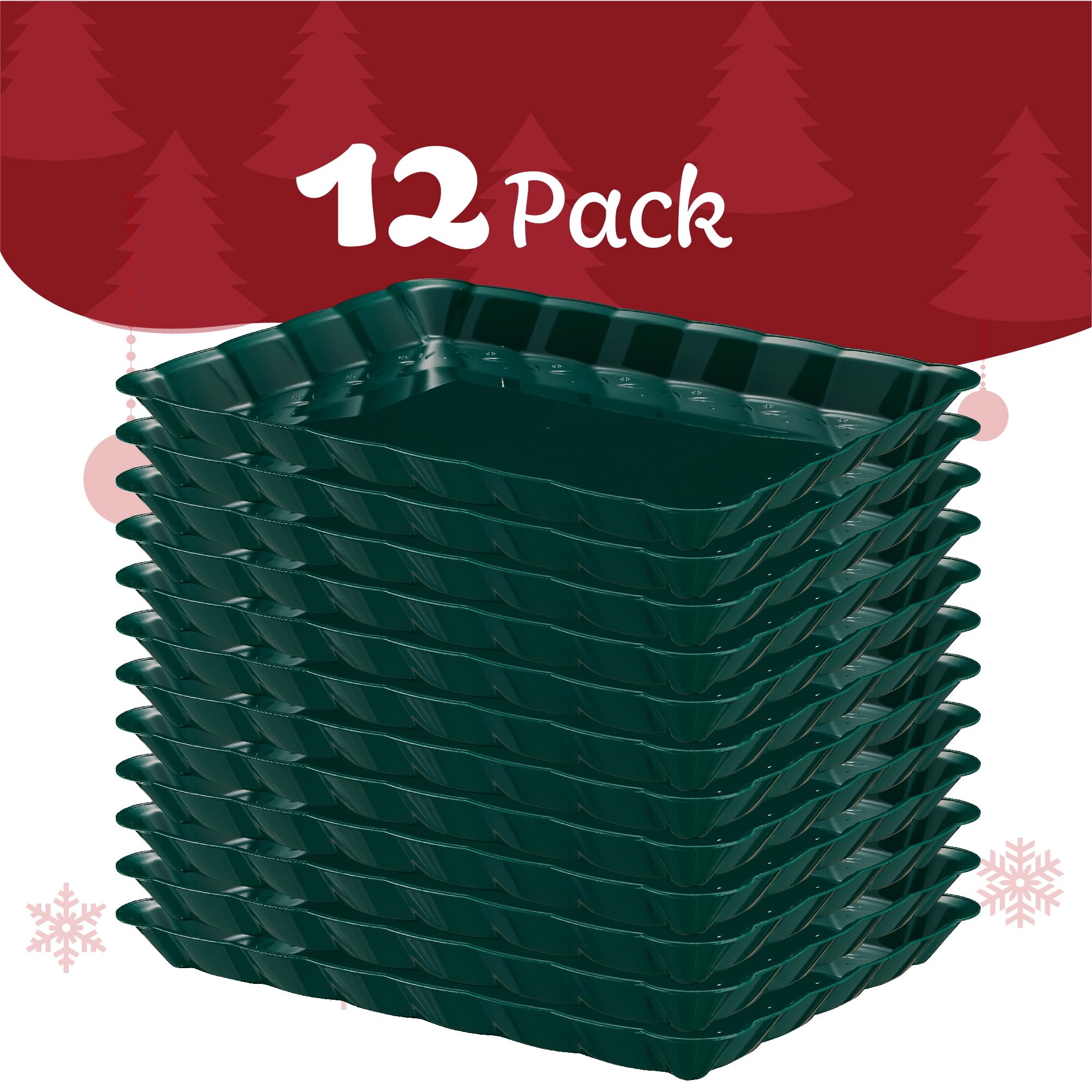Plasticpro Plastic Serving Trays - Serving Platters Rectangle 9X13 Disposable Party Dish 4 Black Trays