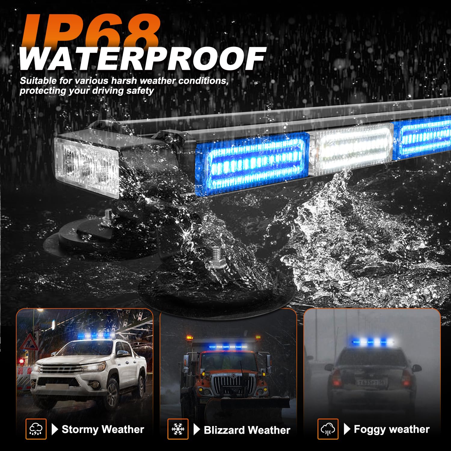 ASPL 26inch 126 LED Rooftop Emergency Strobe Lights Bar Double Side Flashing Safety Warning Traffic Advisor Light Bar Hazard Snow Plow Light for Work Trucks Vehicles Construction Tow Pickup(Amber)