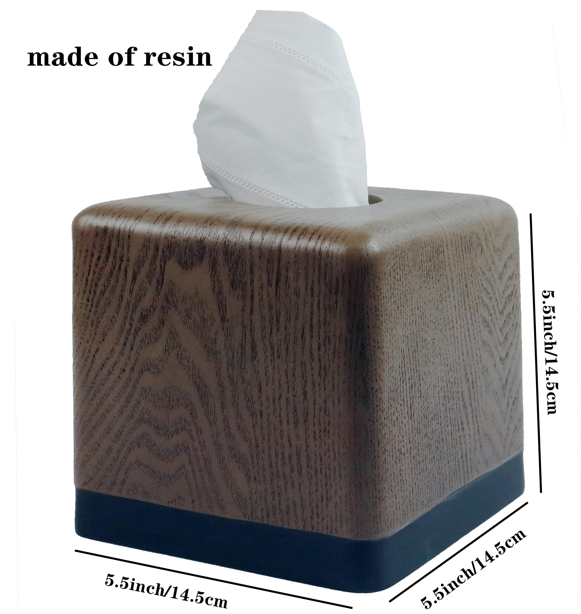 Hymmah Square Tissue Box Cover Holder with Tray,Unique Cube Design Tissue Dispenser Cover Decor for Vanity Counter Tops Also Great for Bedroom and Living Room