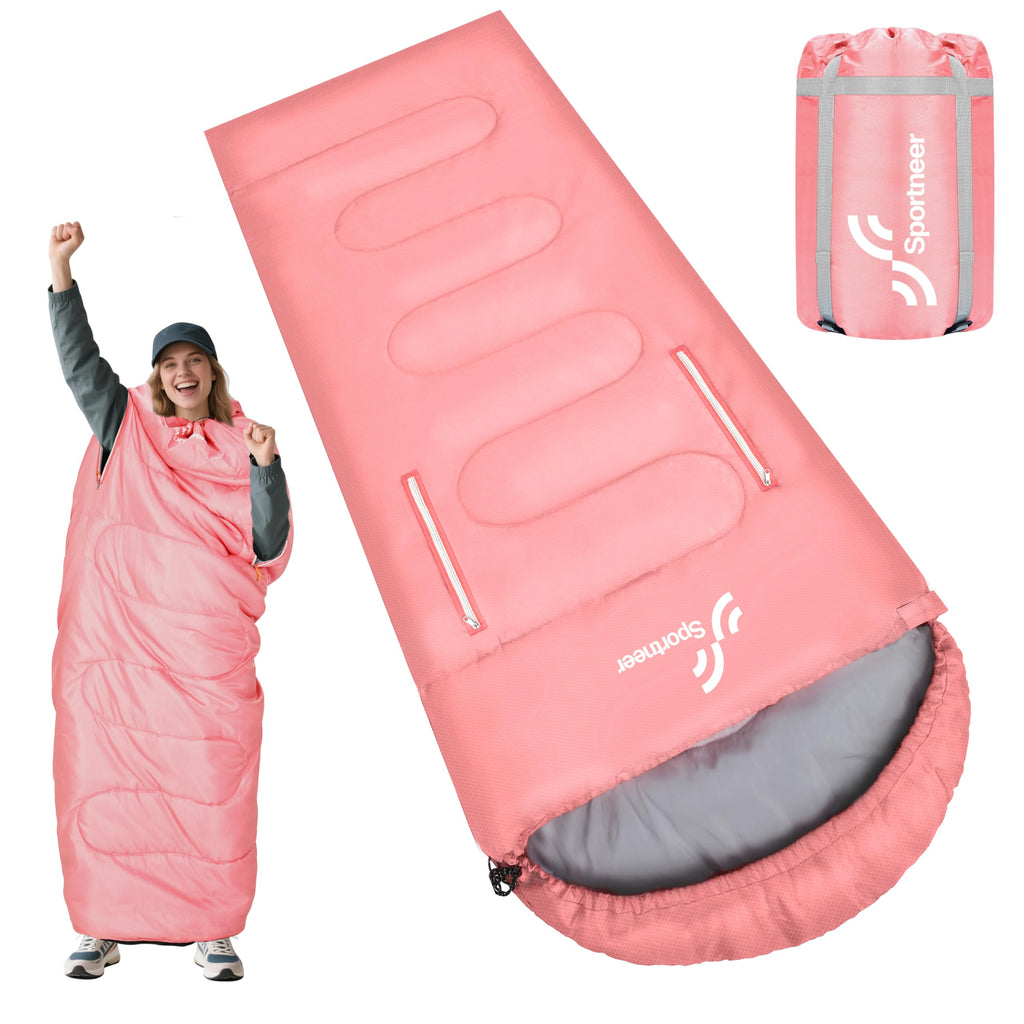 Sportneer Wearable Sleeping Bag for Adults & Kids – Walkable with Arm Zippers, Warm Weather & Cold Waterproof, Compact for Camping, Stadiums, Travel, Backpacking & Car Use
