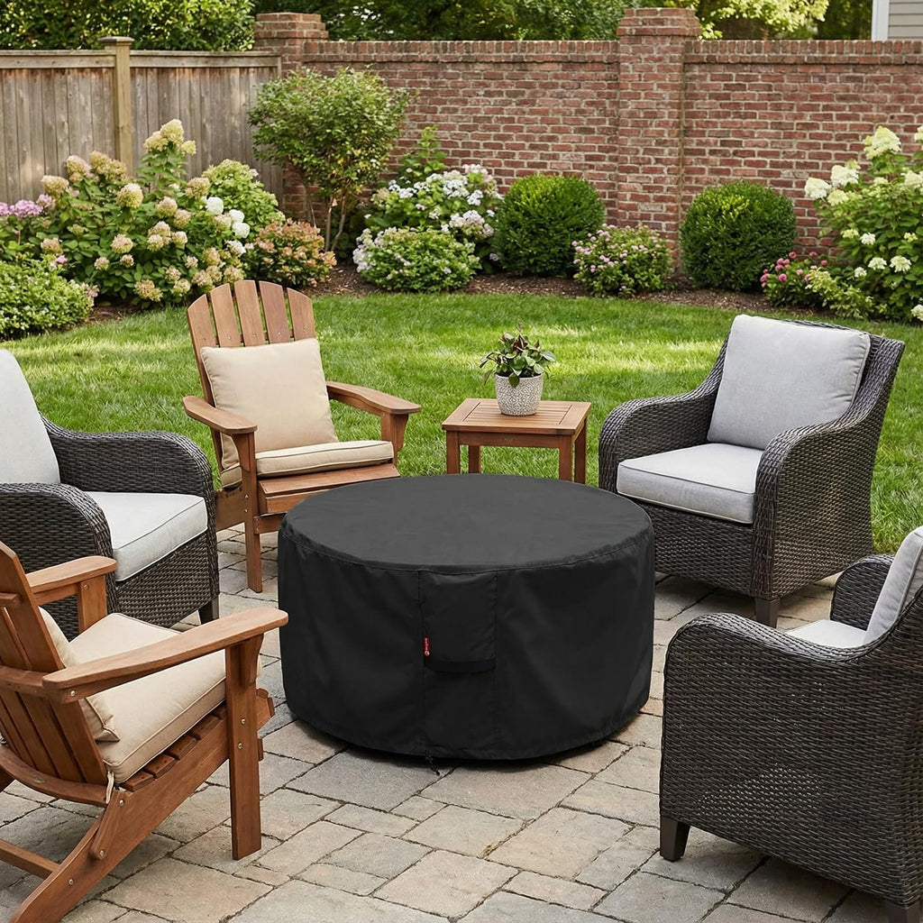 SheeChung Fire Pit Cover for Solo Stove Bonfire Outdoor Smokeless Firepit-Small Round Waterproof 600D Polyester Shelter,Air Vent,Anti-UV&Tear Resistant-Fits for 16”-22” Gas Fire Pit Table (22"Dx16"H)