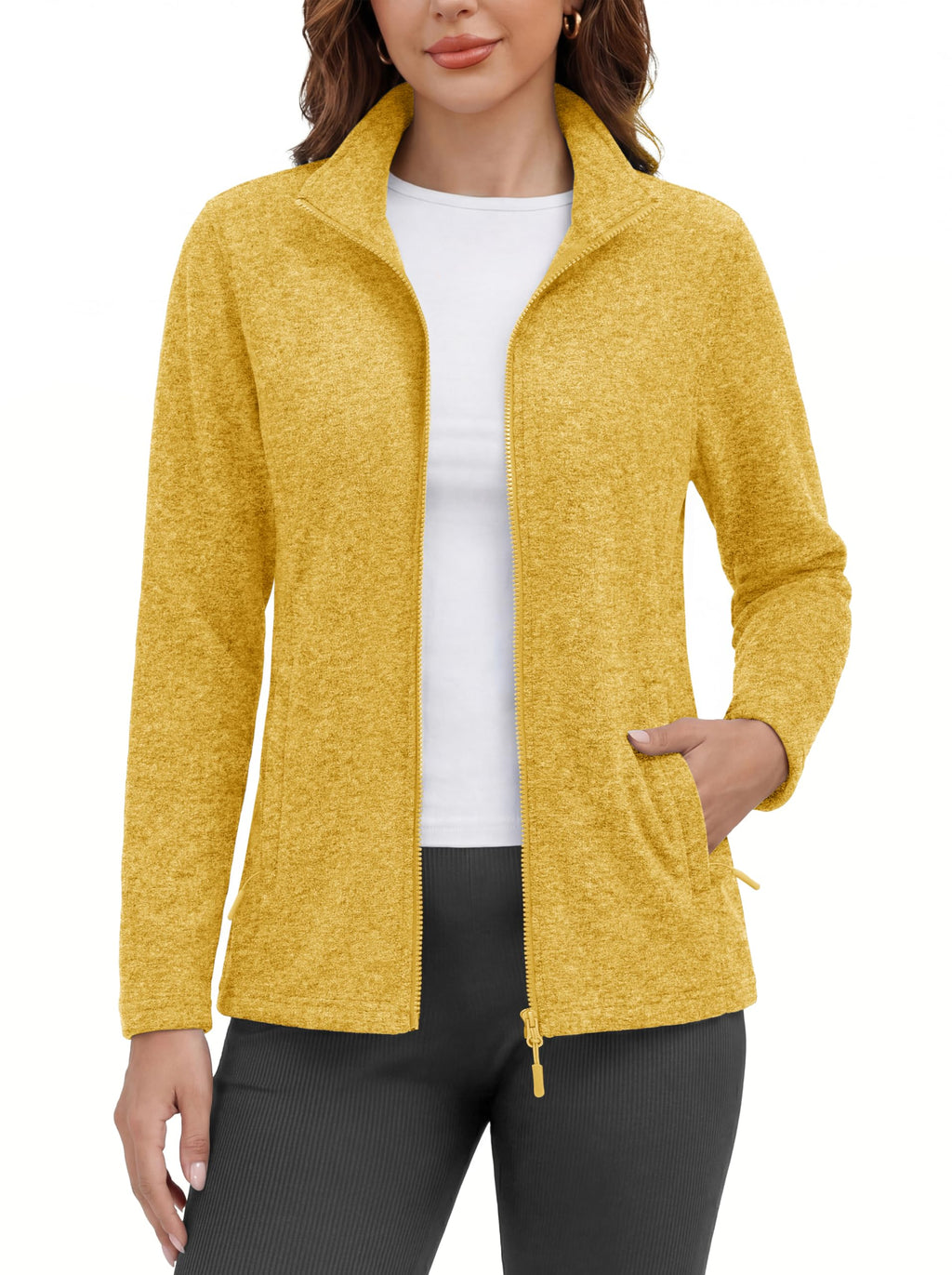 MAGCOMSEN Fleece Jacket Women Zip UP Lightweight Soft Polar Warm Winter Jackets for Women with Pockets Outdoor Hiking