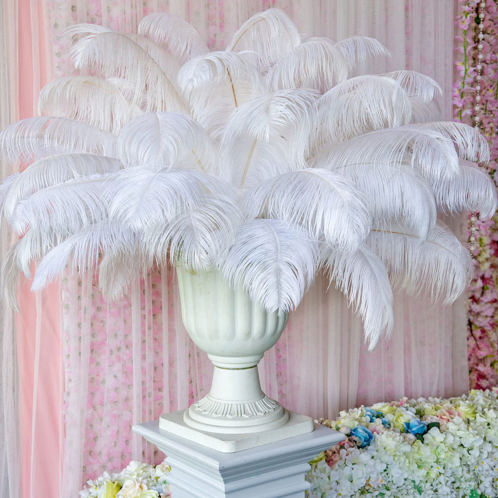 Retrowavy 50 Pcs 14-16 Inches Large Natural Ostrich Feathers Bulk for Centerpieces for Wedding Party Centerpieces Home Decoration Flower Arrangement (Black)