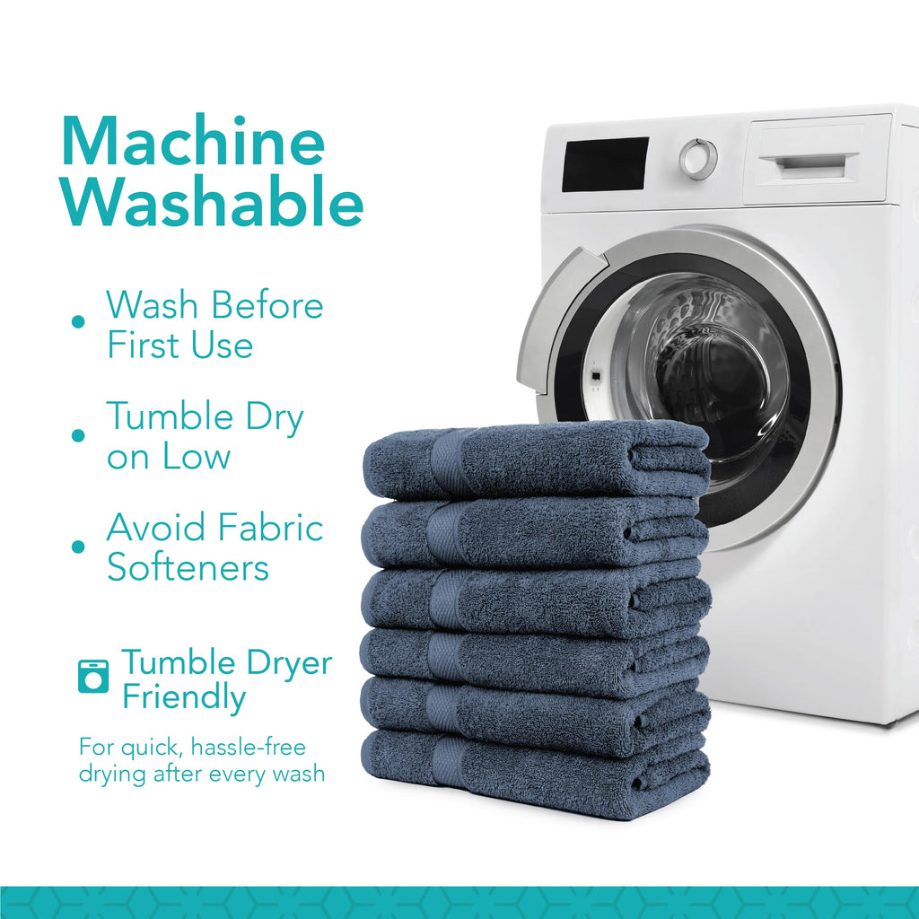 Pleasant Home Bath Towels Set of 6 (24” x 50”) 100% Cotton, 515 GSM | Lightweight, Soft & Highly Absorbent Luxury Towels for Bathroom | for Gym, Pool & Spa | 6 Pack, Gray