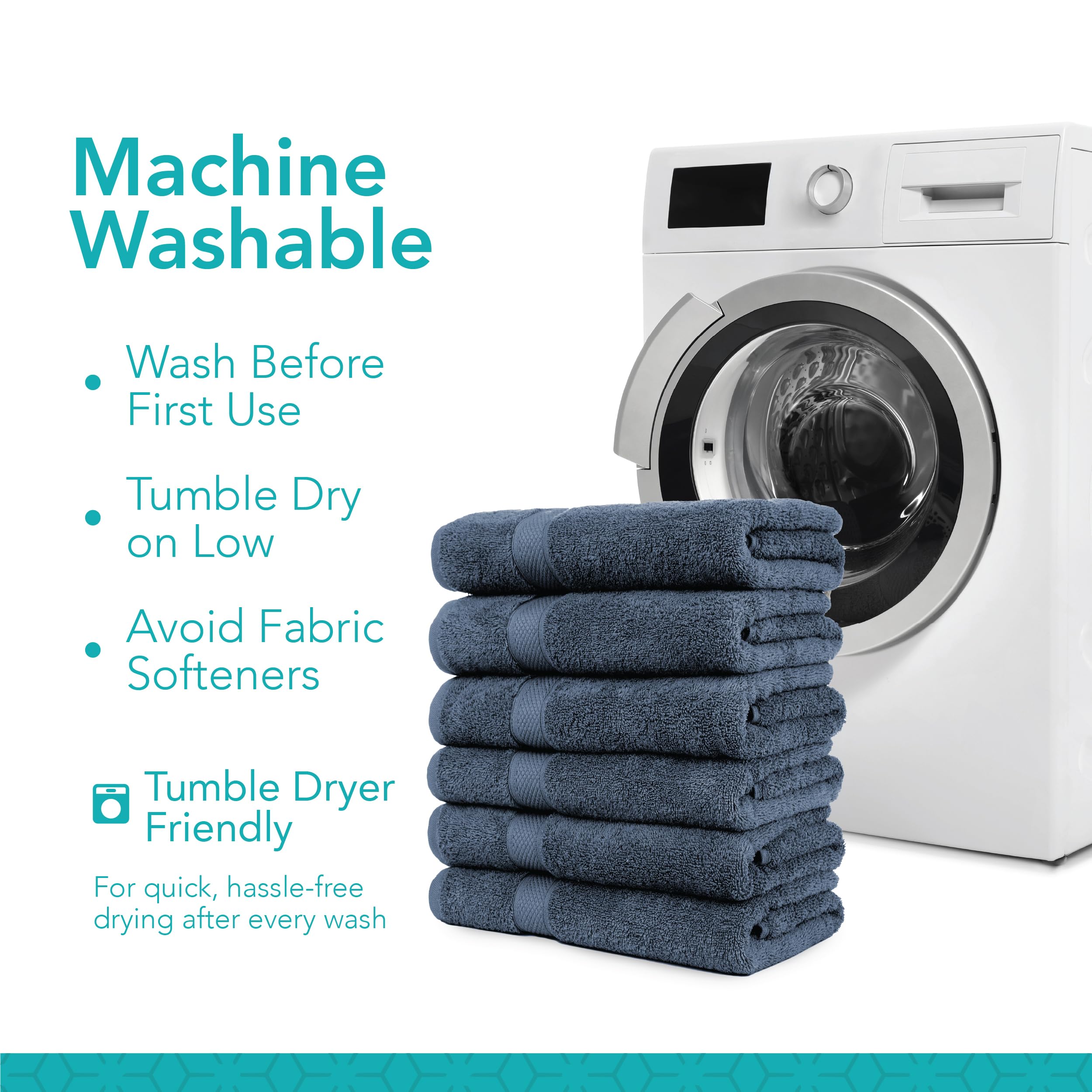 Pleasant Home Bath Towels Set of 6 (24” x 50”) 100% Cotton, 515 GSM | Lightweight, Soft & Highly Absorbent Luxury Towels for Bathroom | for Gym, Pool & Spa | 6 Pack, Gray