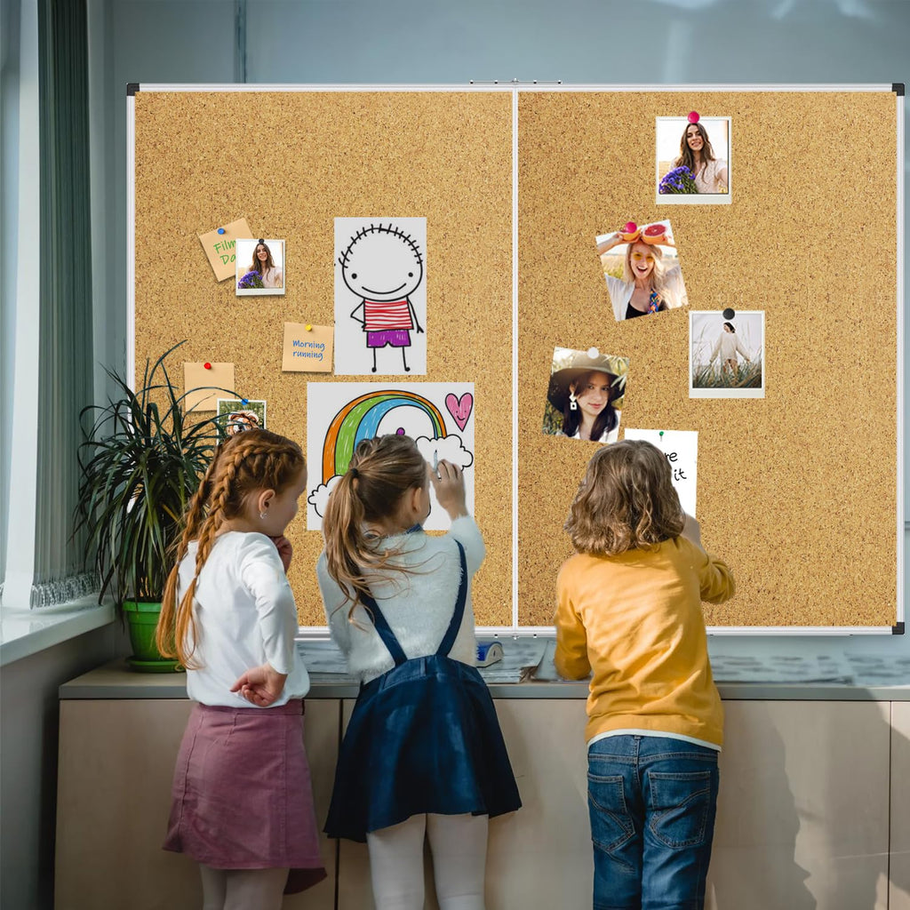 XBoard 24 x 18 Inch Wall-Mounted Office Cork Board, Notice Bulletin Board with Aluminum Frame