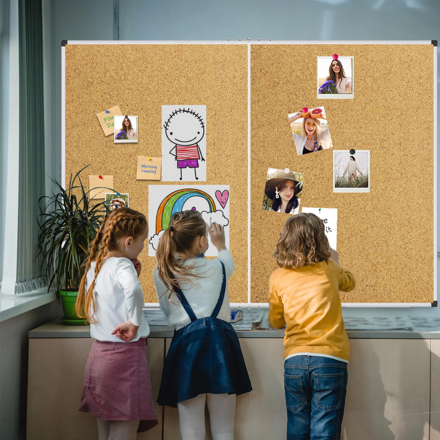 XBoard 24 x 18 Inch Wall-Mounted Office Cork Board, Notice Bulletin Board with Aluminum Frame