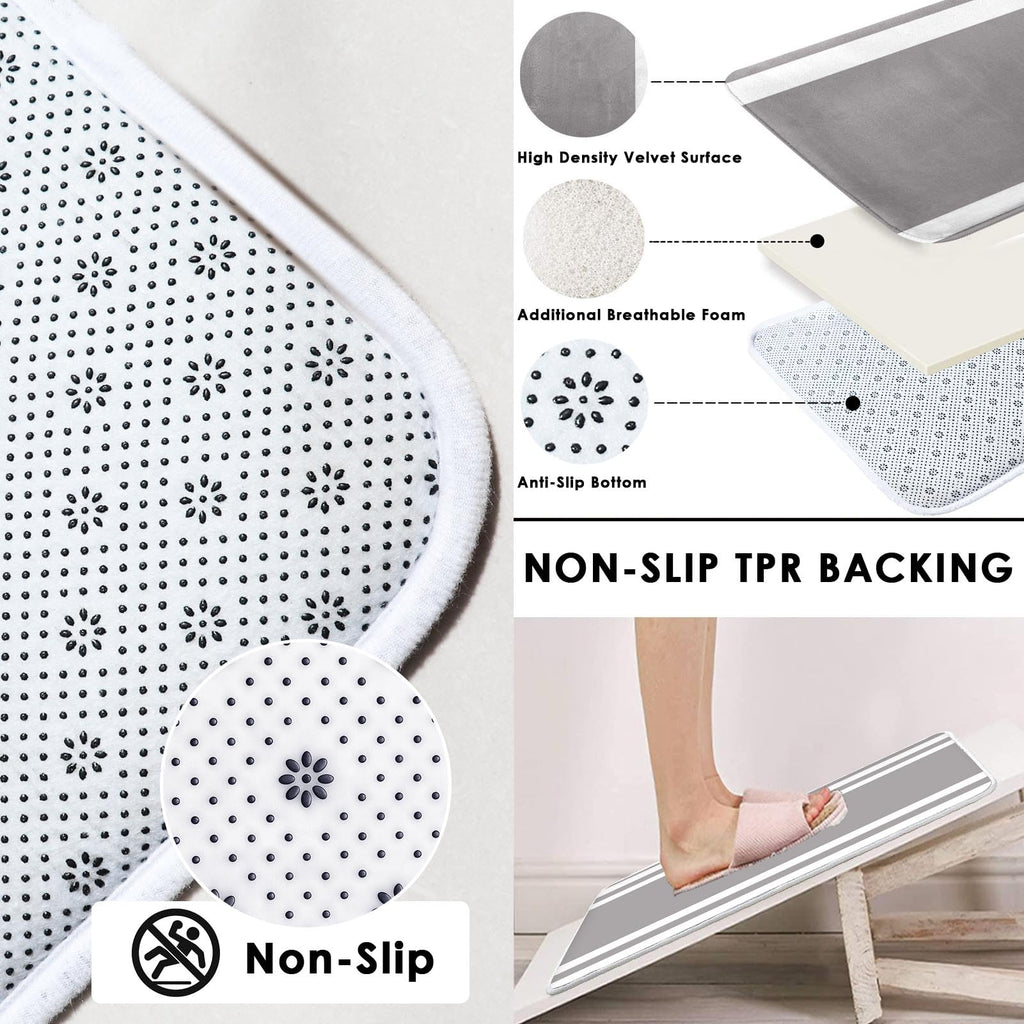 Beige Geometric Shower Curtain Set with Toilet Lid Cover and Non-Slip Rugs for Bathroom, Black Grey White Checkered 4 Pcs Shower Curtain, Modern Abstract Bathroom Set with 12 Hooks
