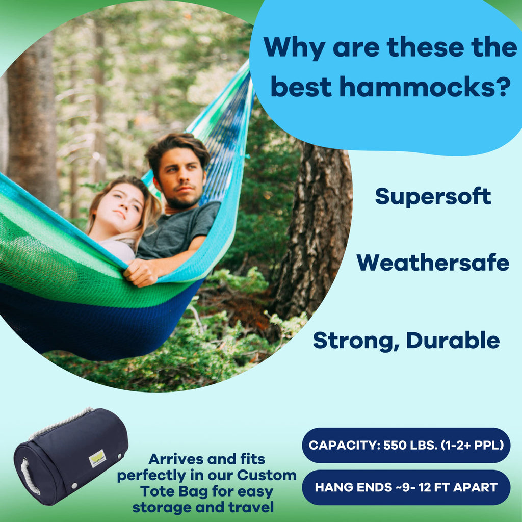 Handwoven Hammock by Yellow Leaf Hammocks - Double Size, Fits 1-2 PPL, 400lb max - Weathersafe, Super Strong, Easy to Hang, Ultra Soft, Artisan Made - Color: Natural Khaki