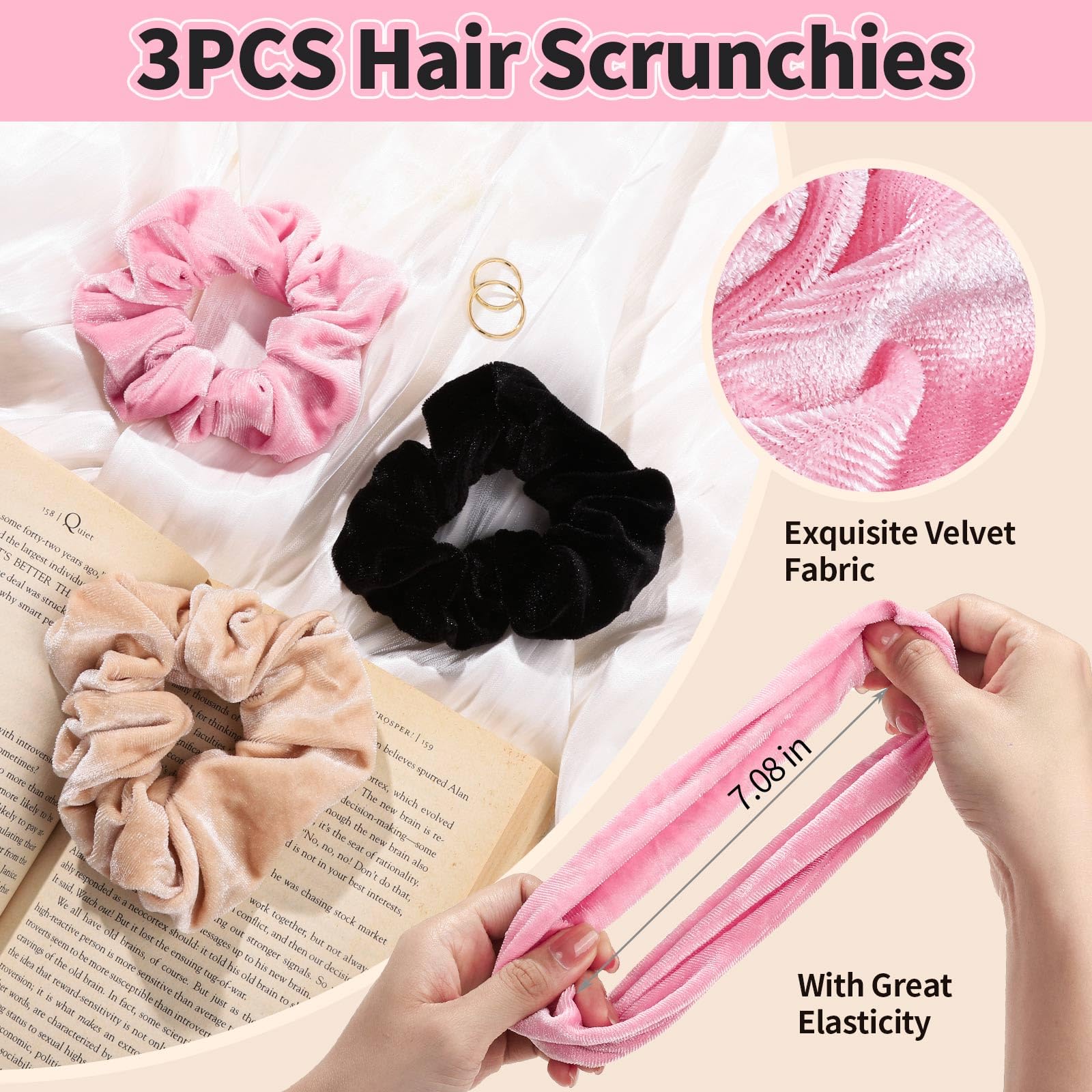 LEOBRO Spa Headband, 6pcs Makeup Headbands and Hair Scrunchies, Bow Skin Care Headband for Washing Face for Teen Girls Women, Easter Basket Valentines Gifts for Girls, Black & White & Gray