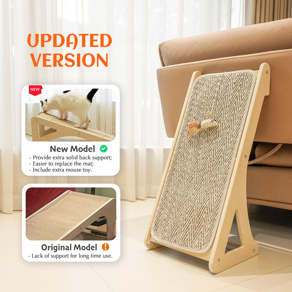 PETKARAY Couch Corner Cat Scratcher, 28.5" Sisal Scratching Post for Cats | Corner Wall Scratch Pad for Furniture Protection, Large Vertical Cat Scratching Post with Plush Base