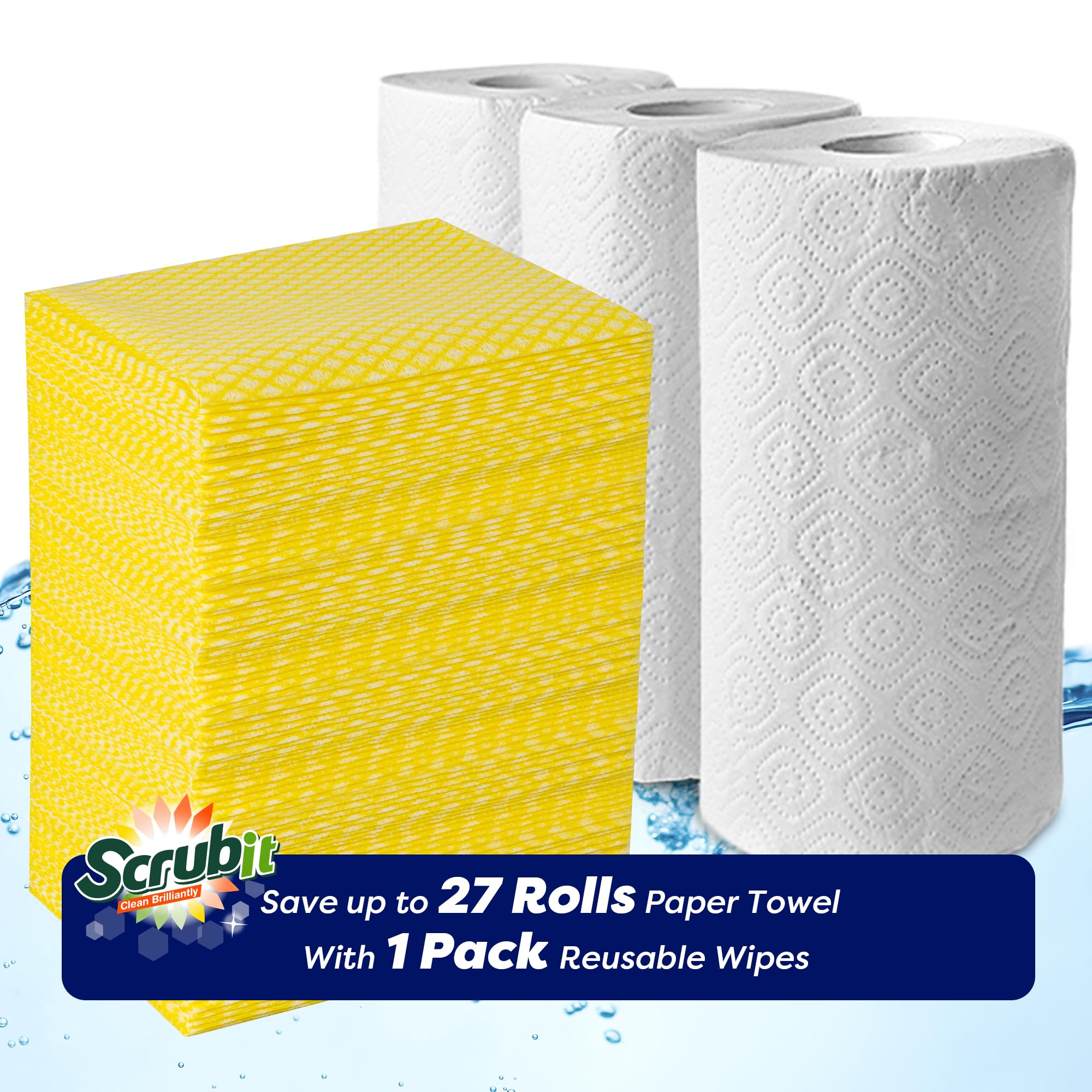 SCRUBIT Reusable Cleaning Wipes, Handy Wipes for Kitchen and Office - Dish Cloths for Washing Dishes - Multi Purpose Disposable Cleaning Towels (12 x 20 in) 72 Pack (Blue)