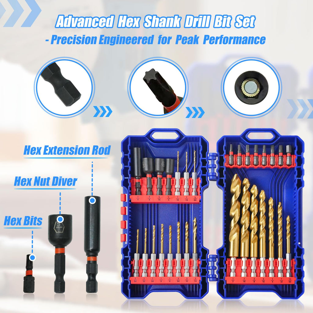 JEFE HEX 1/4-20 UNC Hex Shank Taps for Metal | MRO & Industrial Use | Quick-Change | Impact Driver (5pcs)