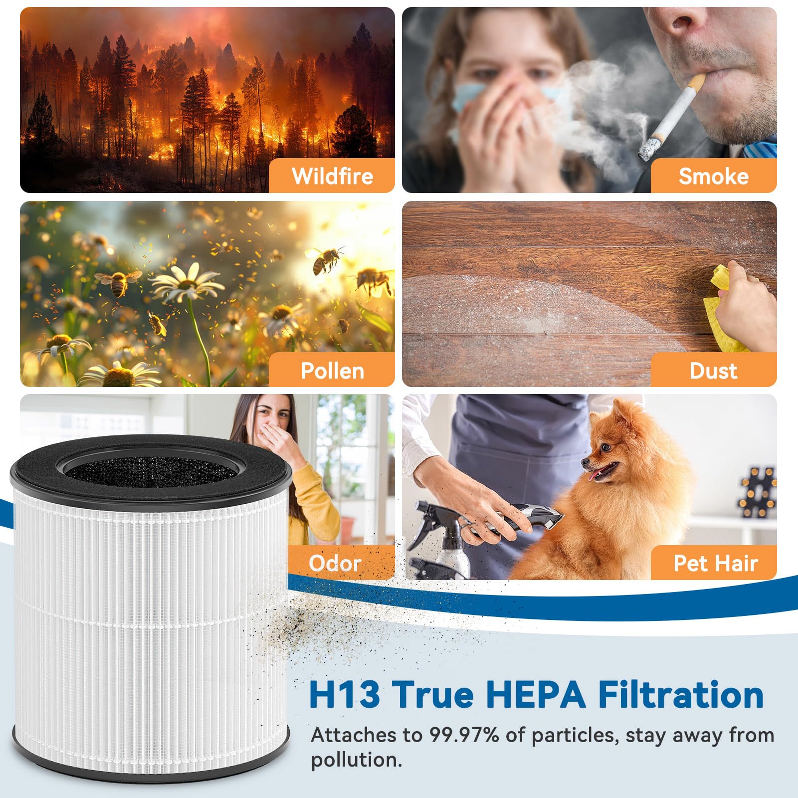 Air Purifiers for Bedroom Home, Tailulu H14 True HEPA Air Purifier Filter, Quiet Air Cleaner With 12dB Sleep Mode Night Light Speed Control Timer, Portable Small Air Purifier For Allergies Pets, AP052