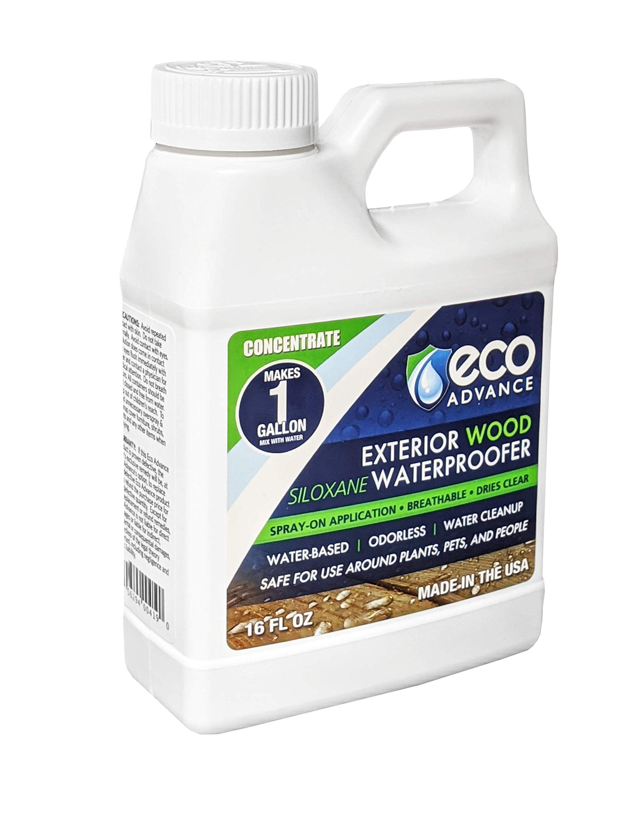 Eco Advance Exterior Wood Siloxane Odorless Spray-On Application Waterproofer, Waterproof Wood Sealer, Safe for Plants, Pets, and People, 1 Gallon