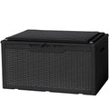 Flamaker Deck Box 30 Gallon, Waterproof Resin Small Storage Box with Lid, Outdoor Patio Furniture Cushion Garden Tool Organizer, Lockable Package Delivery Box for Porch Balcony (Black)