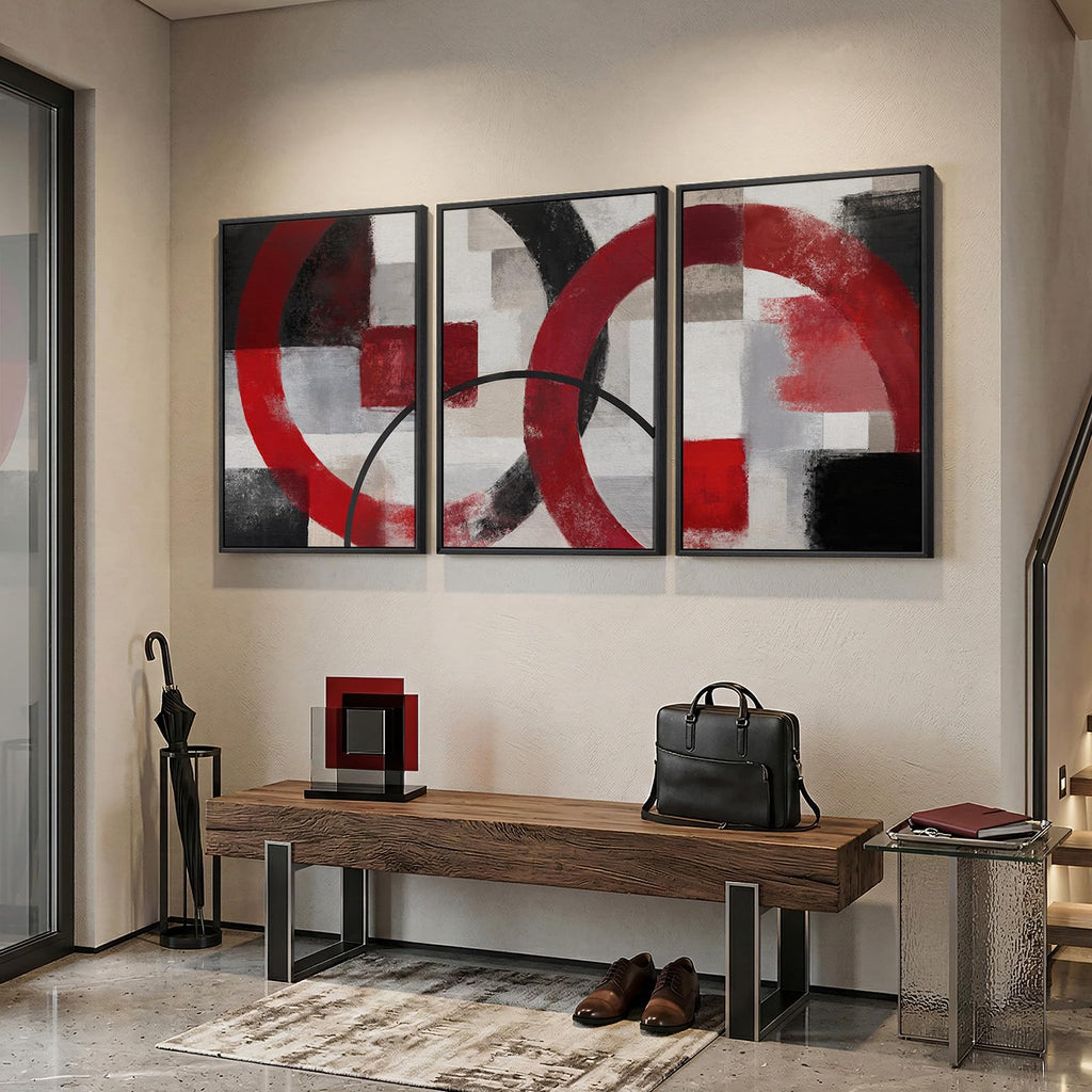 Framed Black and White Modern Abstract Wall Art, 3 Piece Canvas Prints Paintings Artwork for Walls, Minimalist Black White Grey Pictures for Living Room Dining Room Bedroom Office Wall Decor 16x24 In