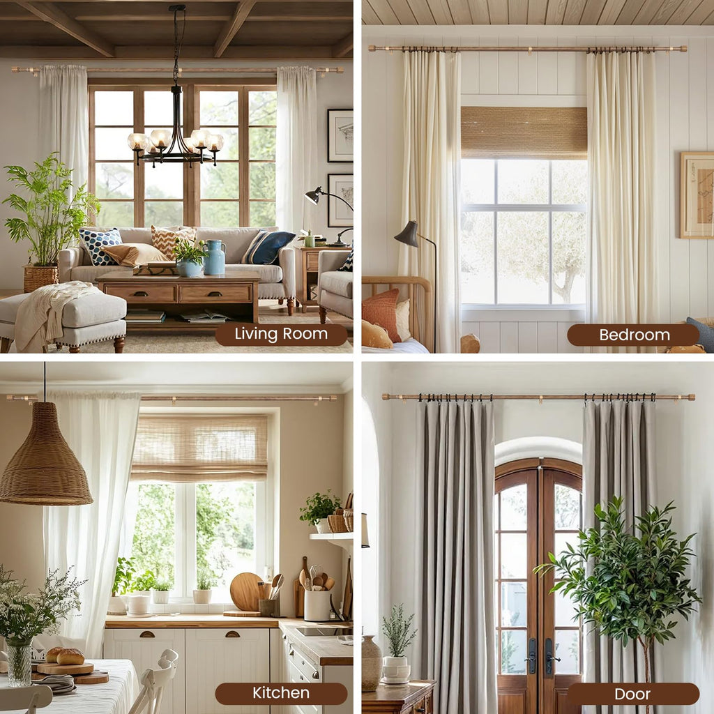 1” Diameter brown curtain rod Itself is 30 to 60 inch. 1 Pack Fits 30-54 inch Windows with Heavy Duty Adjustable brown curtain rods Splicing Metal Extra Long Curtain Rod
