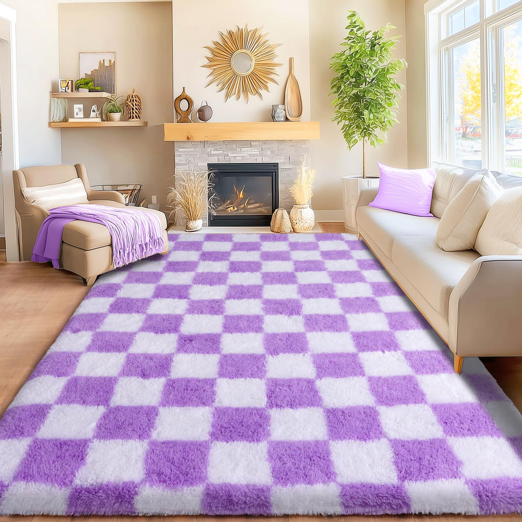 Awaytail Fluffy Rug Washable 2x3 Feet, Pure Black Desk Chair Rug Non-Slip, Super Soft Kids Rug for Boys Nursery Dorm Decor
