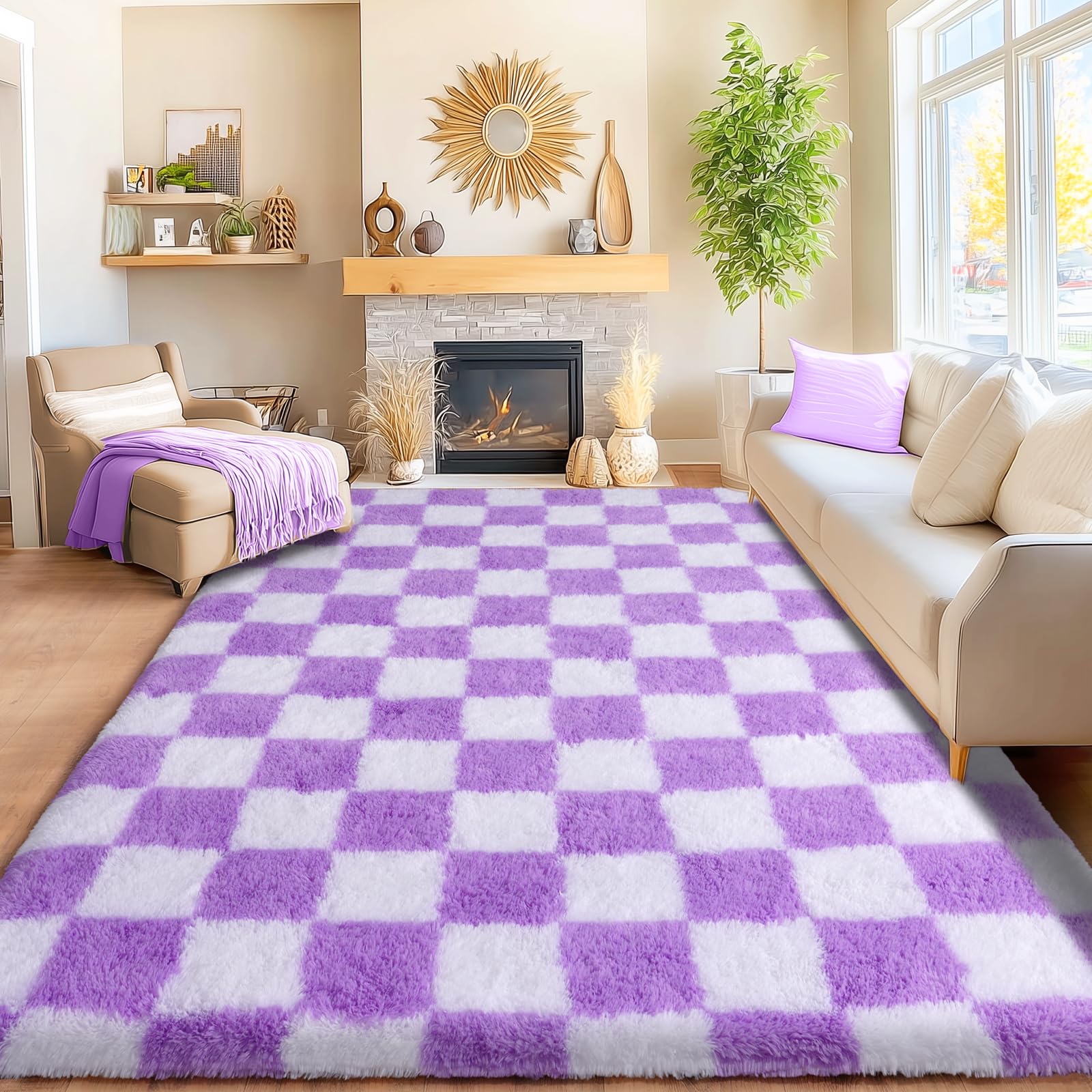 Awaytail Fluffy Rug Washable 2x3 Feet, Pure Black Desk Chair Rug Non-Slip, Super Soft Kids Rug for Boys Nursery Dorm Decor