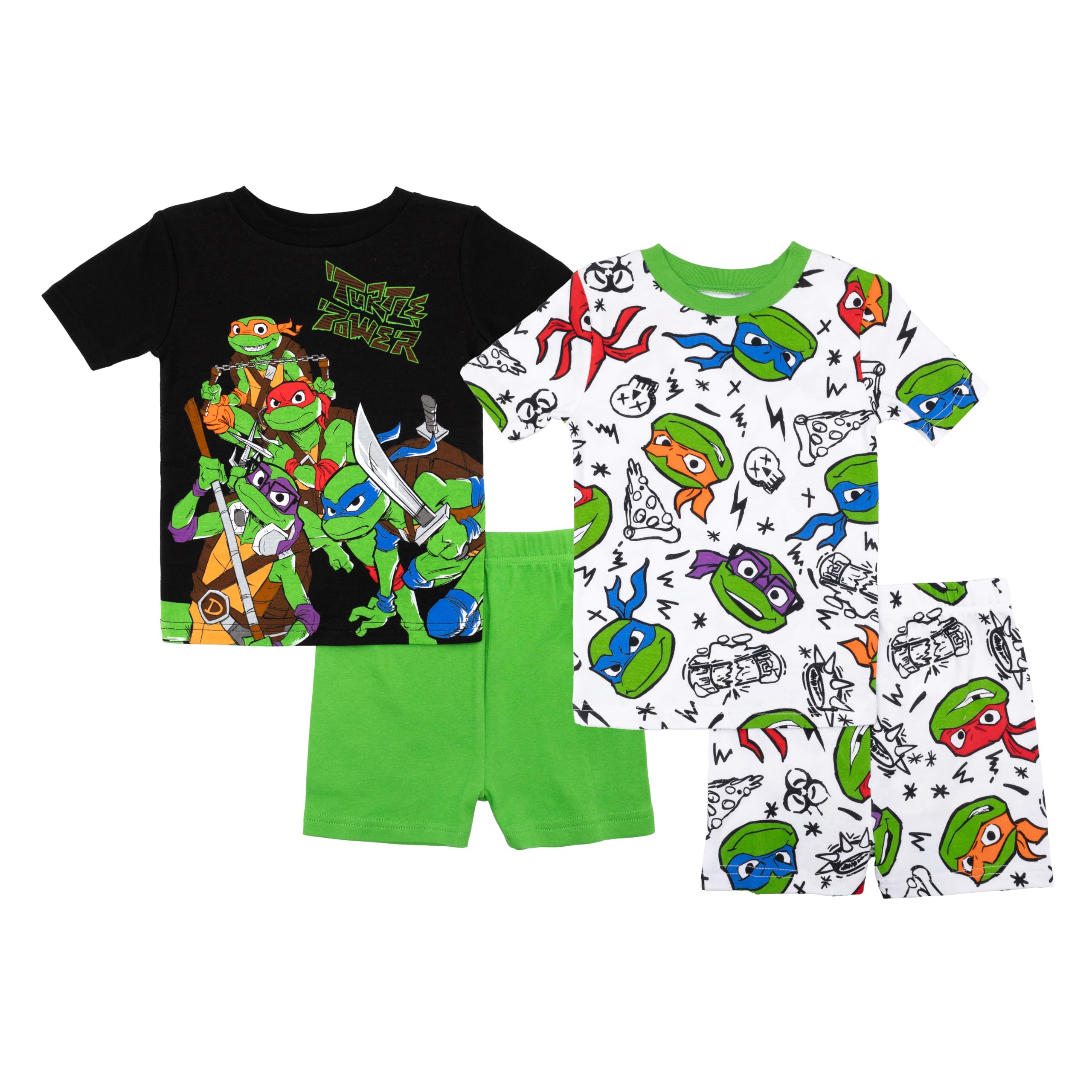 Nickelodeon Boys' 4-piece Snug-fit Cotton Short-Sleeve Matching Pajama Set, Soft & Cute for Kids