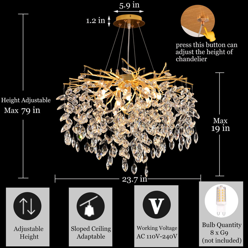 Modern Crystal Raindrop Chandelier, L40'' Black Linear Rectangle Art Deco Tree Branch Lighting Fixture for Kitchen Island Living Room Foyer Staircase 10 Lights