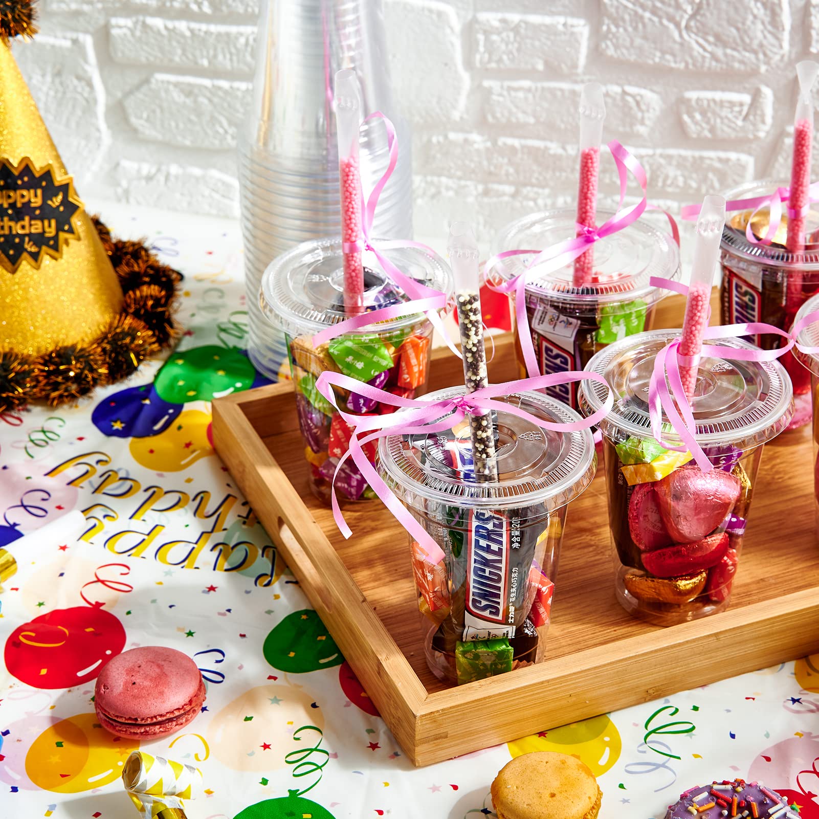 Lilymicky 200 Sets 10 oz Clear Plastic Cups With Flat Lids, 10 Ounce Disposable Drinking Cups for Smoothie, Slurpee, or Any Cold Drinks