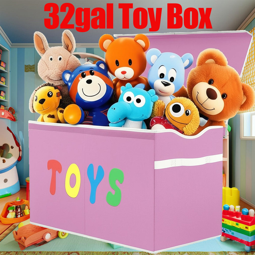 YOLOXO Toy Box Chest, Collapsible Sturdy Storage Bins with Lids, Extra Large Kids Toy Storage Organizer Boxes Bins Baskets for Kids, Boys, Girls, Nursery Room, Playroom, Closet (BLACK)