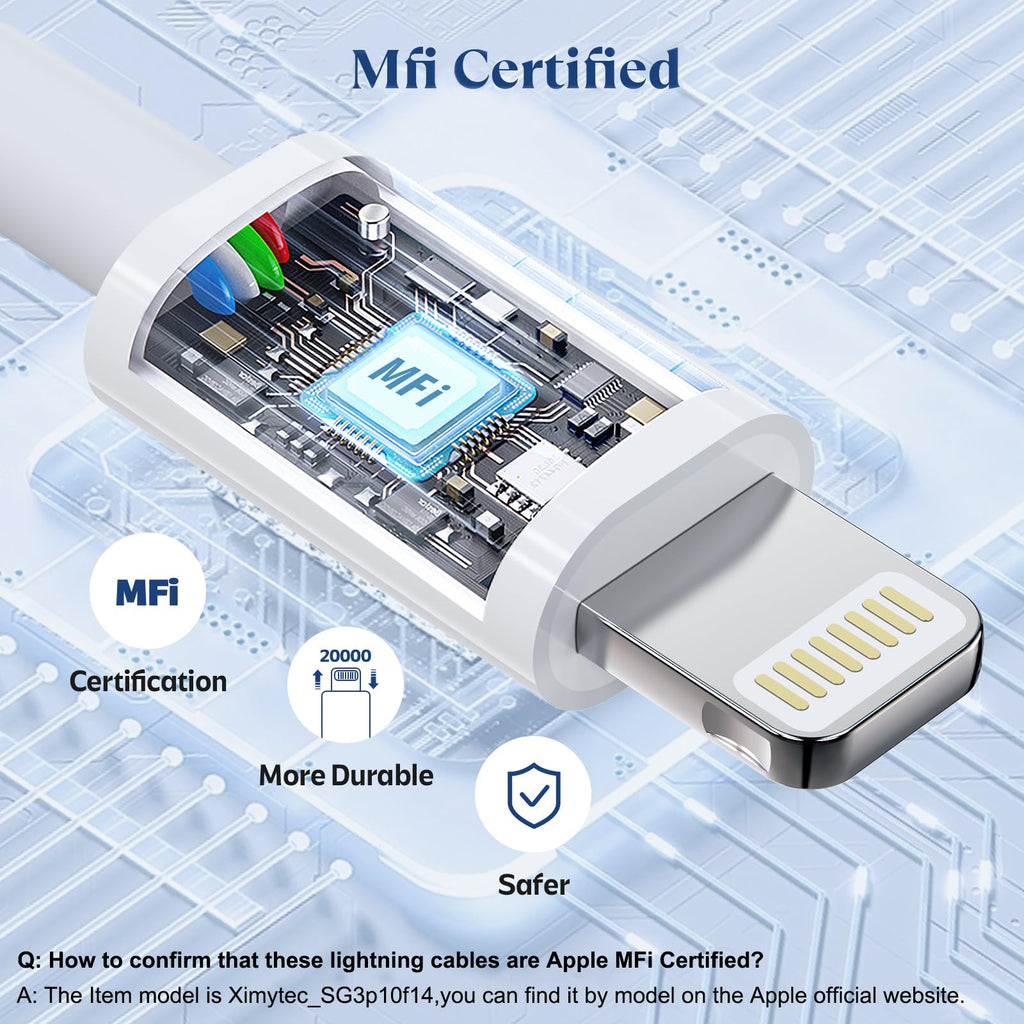 USB C to Lightning Cable 3Pack 3FT [MFi Certified] iPhone Fast Charger Cable USB-C Power Delivery Charging Cord for iPhone 14/13/12/12 PRO Max/12 Mini/11/11PRO/XS/Max/XR/X/8/8Plus/iPad, White