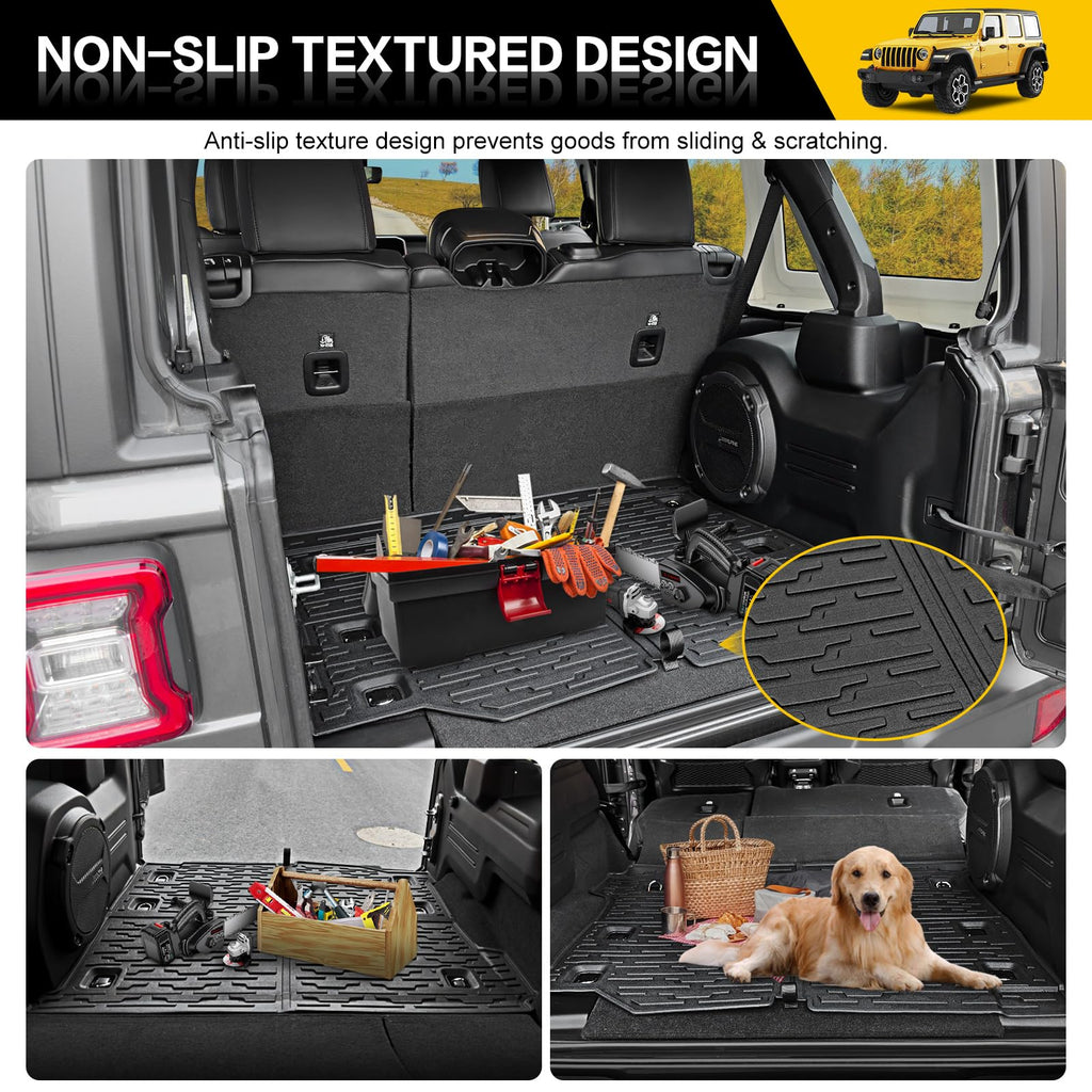Cargo Mats for 2018-2025 Jeep Wrangler JL Unlimited 4X4 Trunk Mat with Backrest Liner, All Weather TPE Protector Rear Back Seat Mats for 18-25 Wrangler JL 4X4 4 Door Accessories