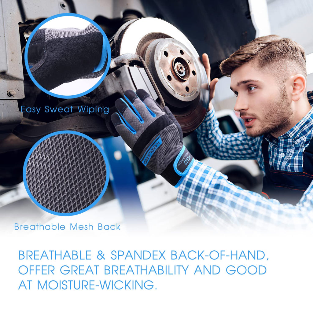AIGEVTURE Safety Work Gloves Mens & Women, Light Duty Mechanic Gloves Touch Screen, Gardening Work Gloves with Grip,High Dexterity