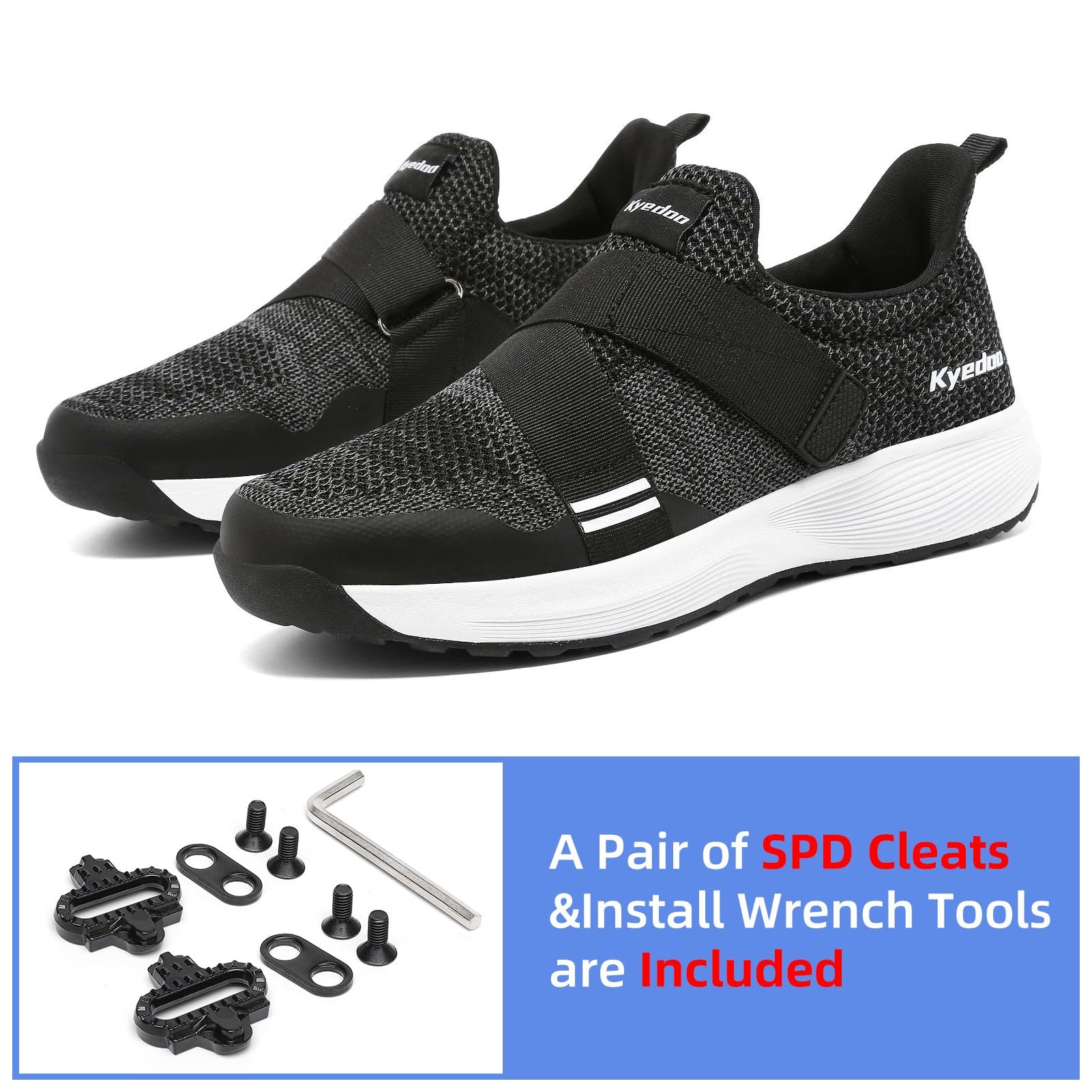 Kyedoo Men‘s Indoor Cycling Shoes Compatible with SPD Cleats, Comfortable Walkable Bike Shoes, Cleats Included