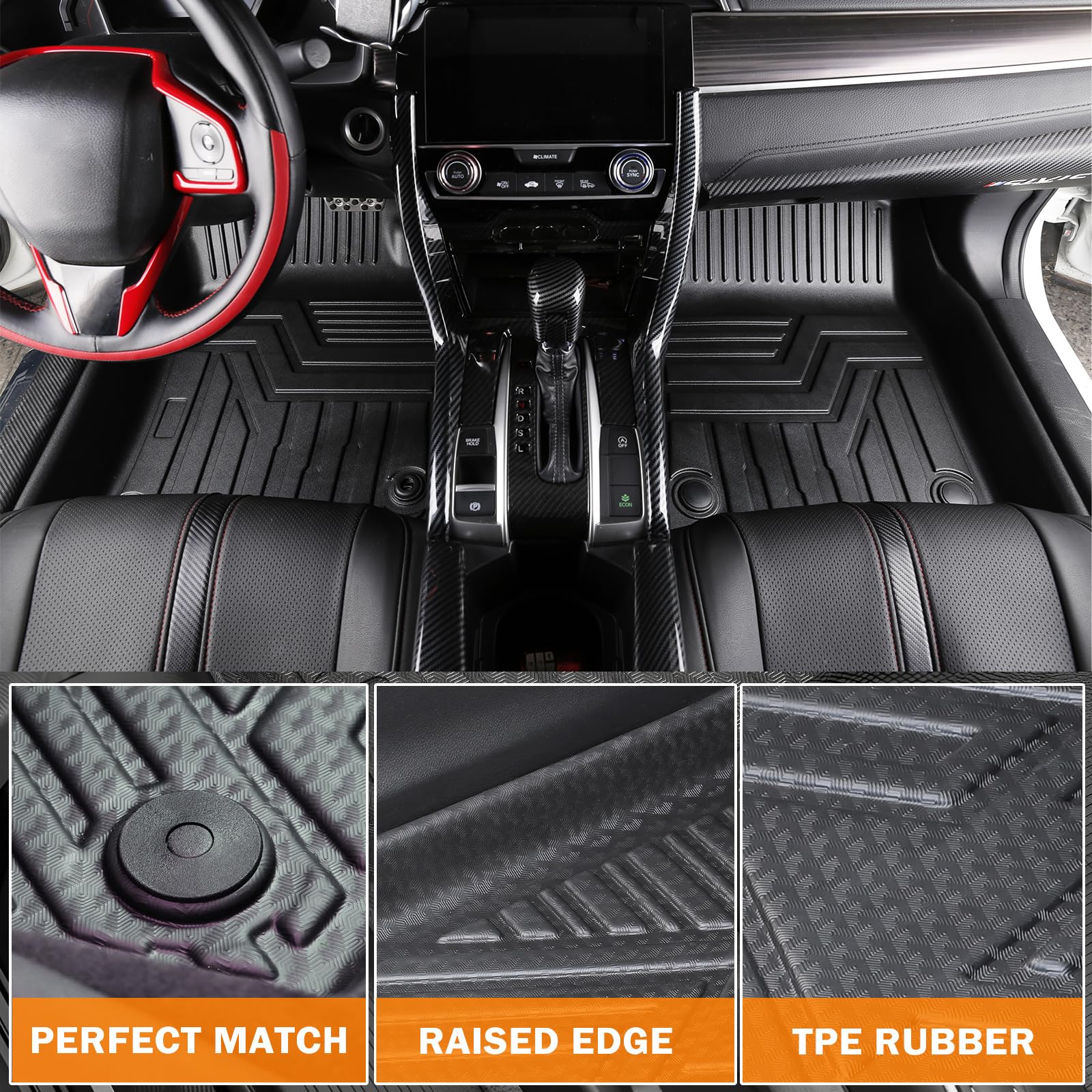 KUST Floor Mats & Trunk Cargo Mat for Toyota RAV4 2019-2025, All Weather Rear Trunk Cargo Liner for RAV4 Accessories TPE Rubber Raised Edge 4PCS
