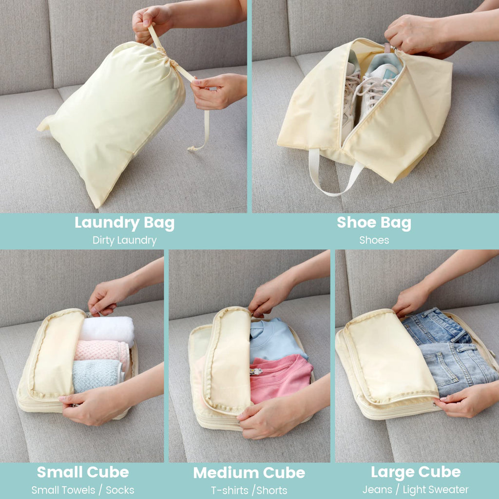 Cambond Compression Packing Cubes for Travel - Lightweight Expandable Travel Bags Luggage Organizers Travel Essentials Compression Cubes for Travel Space Saver for Carry on Suitcases Organizer