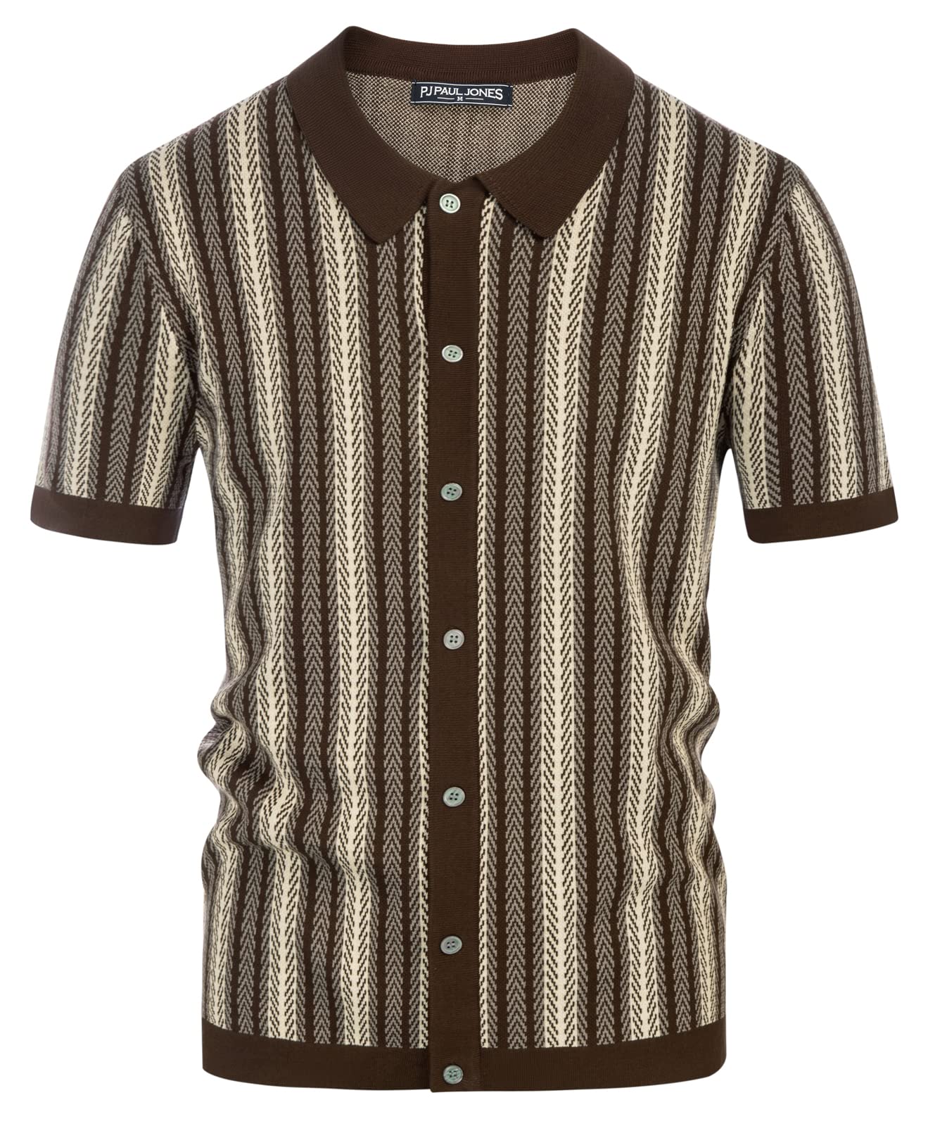 PJ PAUL JONES Men's Polo Shirts Retro Knit Shirt Vintage Striped Shirt