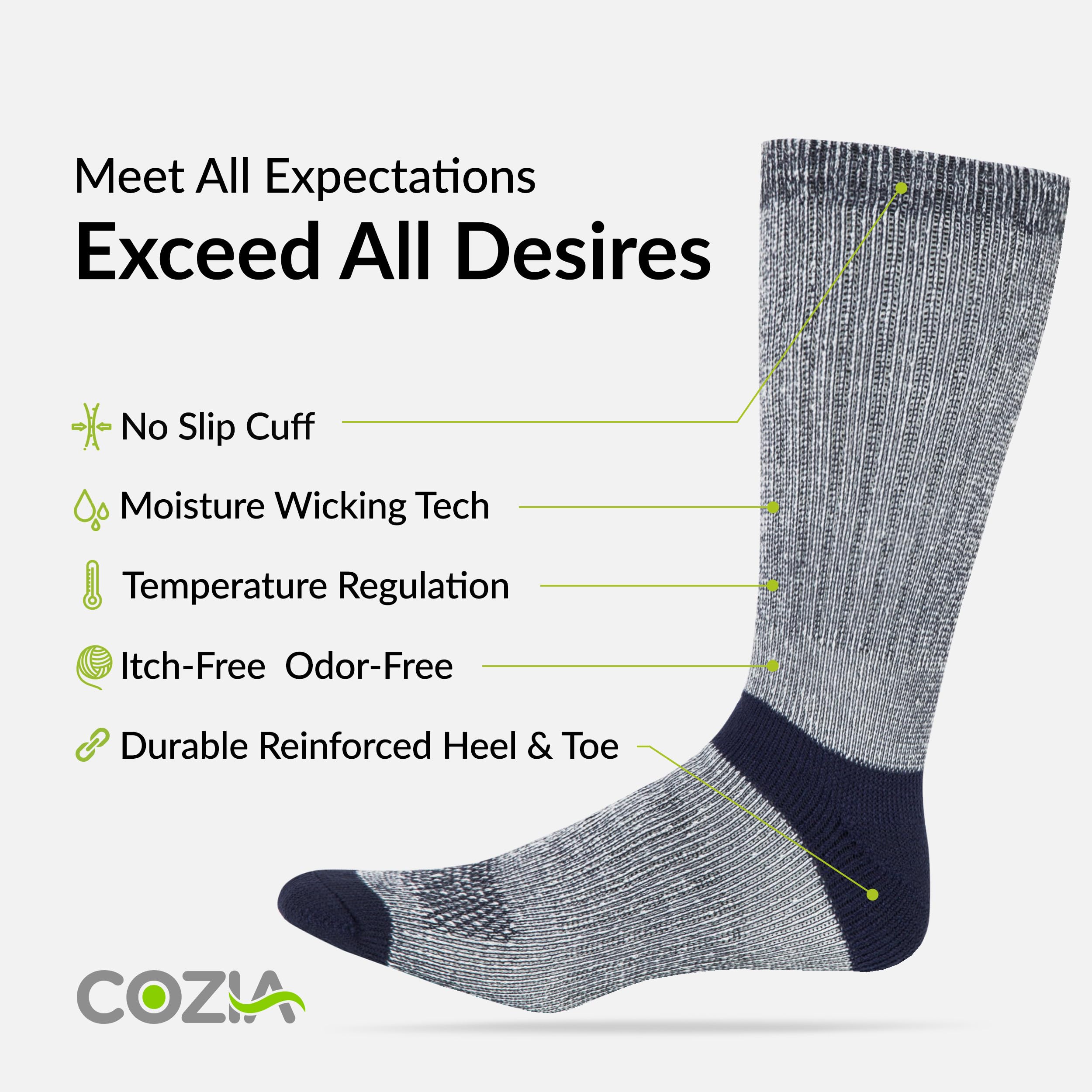 COZIA Merino Wool Socks for Men & Women Casual Warm Winter Cozy Thermal Socks