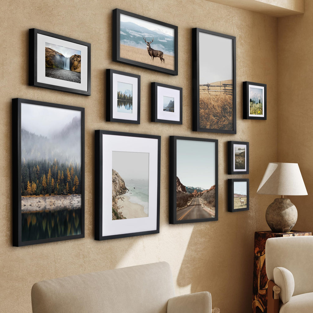 Americanflat 5x7 Picture Frame with Shatter-Resistant Glass - Soho Collection - Gallery Style Deep Molding Picture Frames for Tabletop and Wall Display - Black